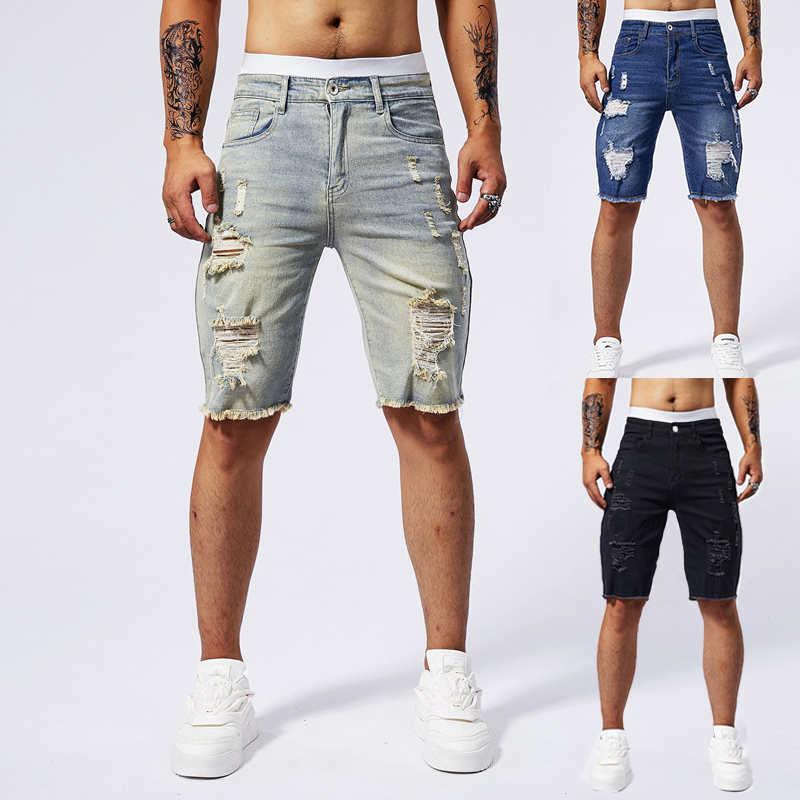2025 verão novos homens rasgad - Streetwear Brand Denim avaliação e preço