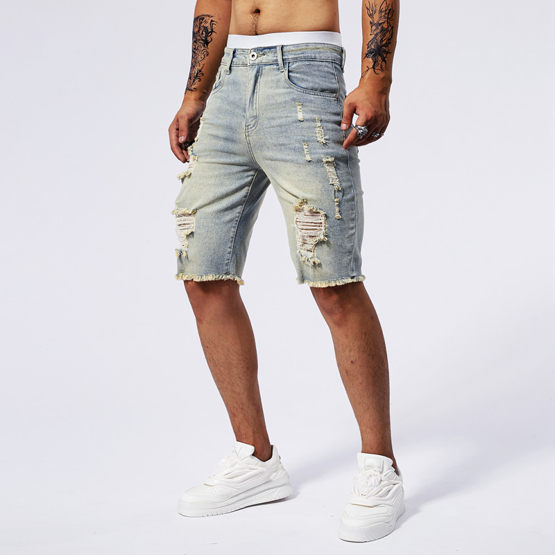 2025 verão novos homens rasgad - Streetwear Brand Denim avaliação e preço