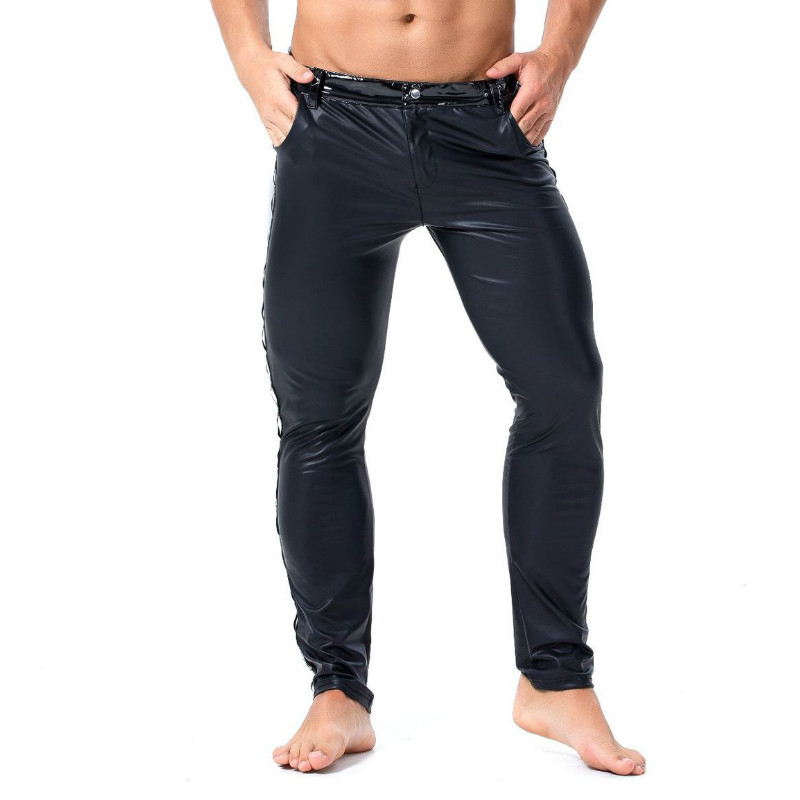 Calças de rebite de couro masc - Streetwear Brand China avaliação e preço