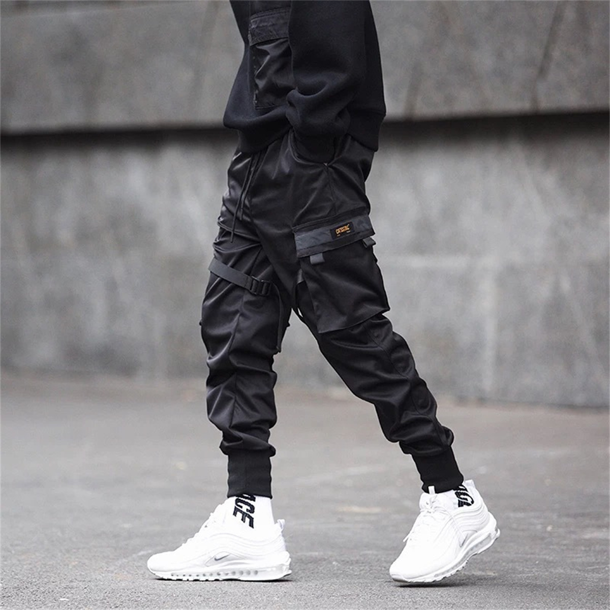 Preto hip hop calças de carga  - Streetwear Brand China avaliação e preço