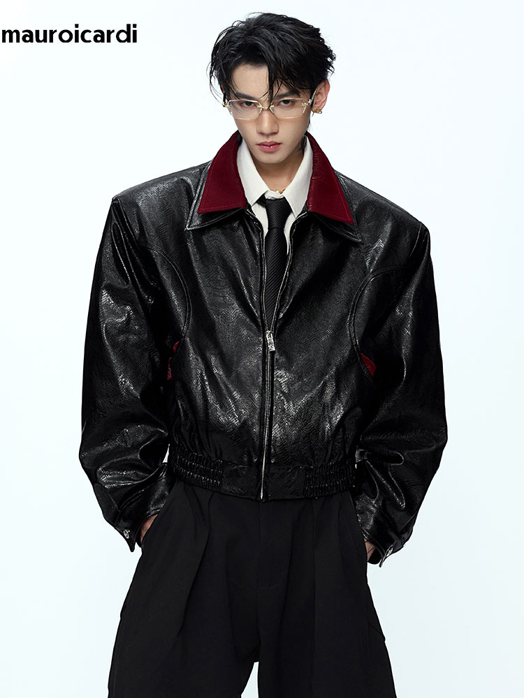 Jaqueta de Couro PU com Estamp - Streetwear Brand China avaliação e preço