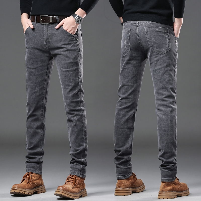 Novo cinza puro coreano magro  - Streetwear Brand Denim avaliação e preço